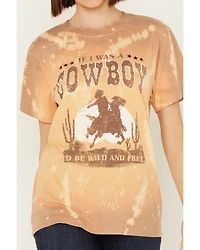 Youth Revolt Women's Bleachwash Studded Cowboy Short Sleeve Graphic Tee