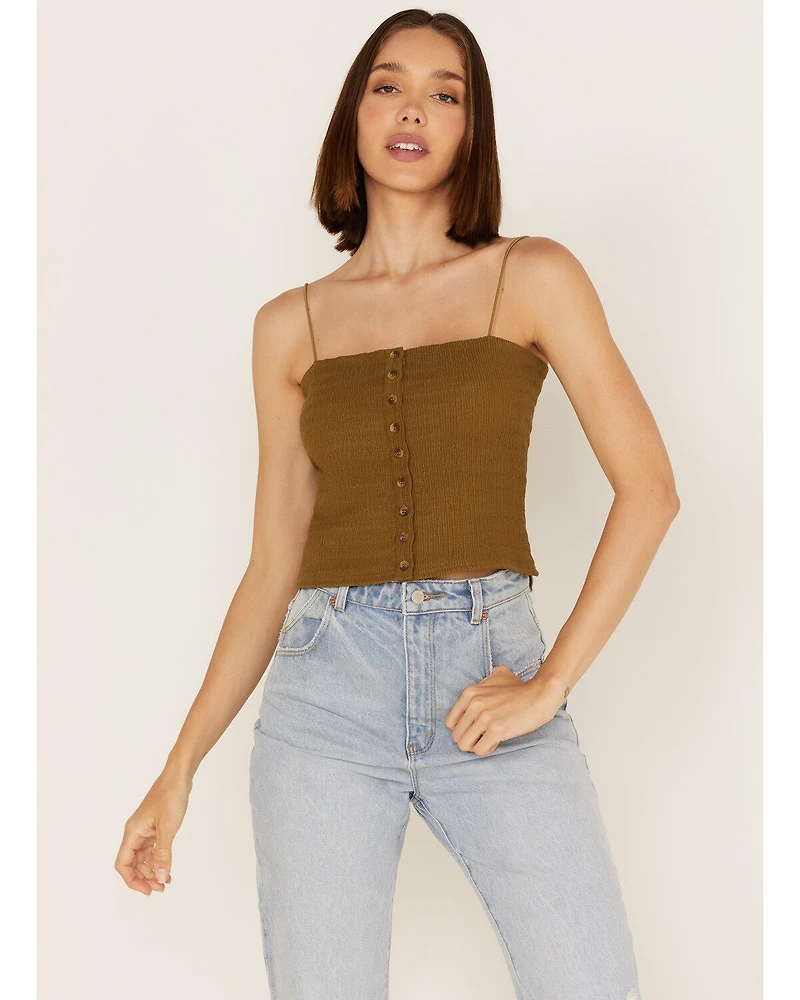 Cleo + Wolf Women's Smocked Button Front Tank
