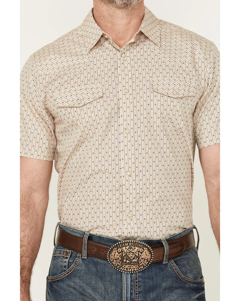 Gibson Trading Co Men's Square Knot Geo Striped Short Sleeve Snap Western Shirt