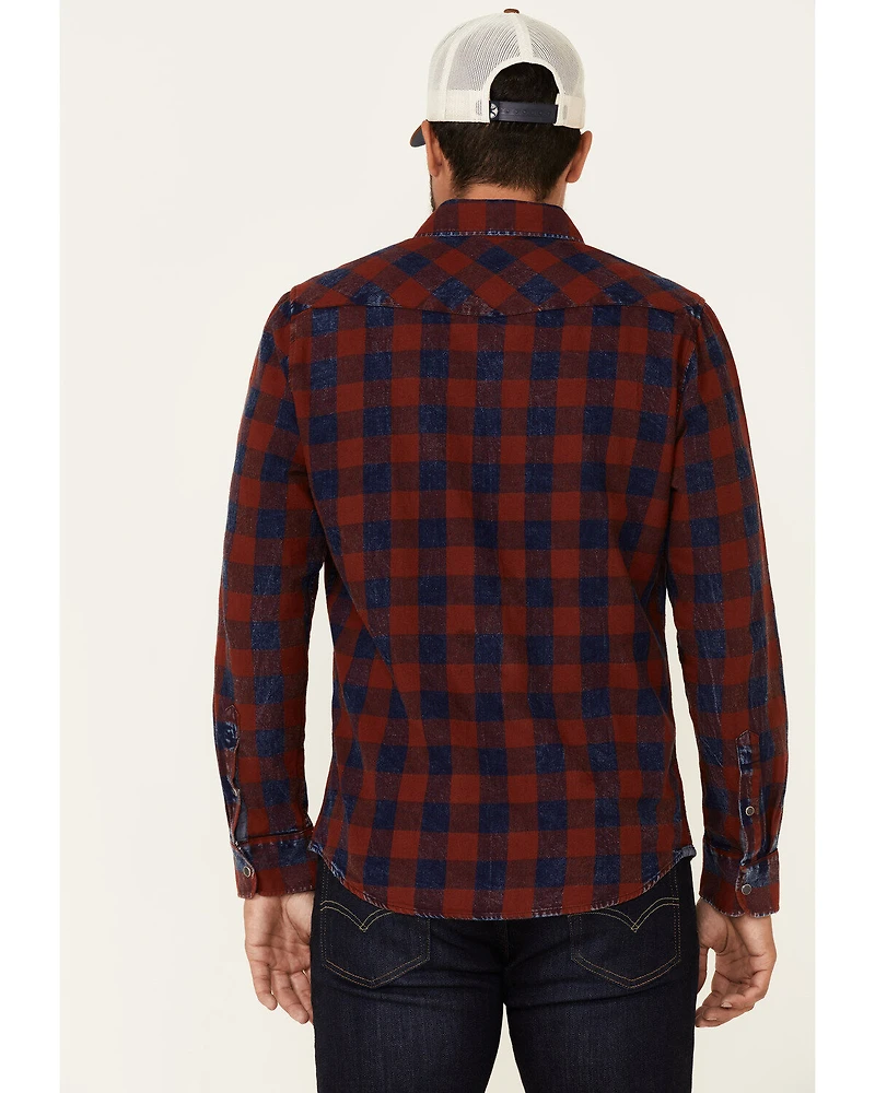 Flag & Anthem Men's McLennan Navy Vintage Plaid Long Sleeve Snap Western Shirt