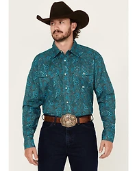 Roper Men's Amarillo Paisley Print Long Sleeve Snap Western Shirt