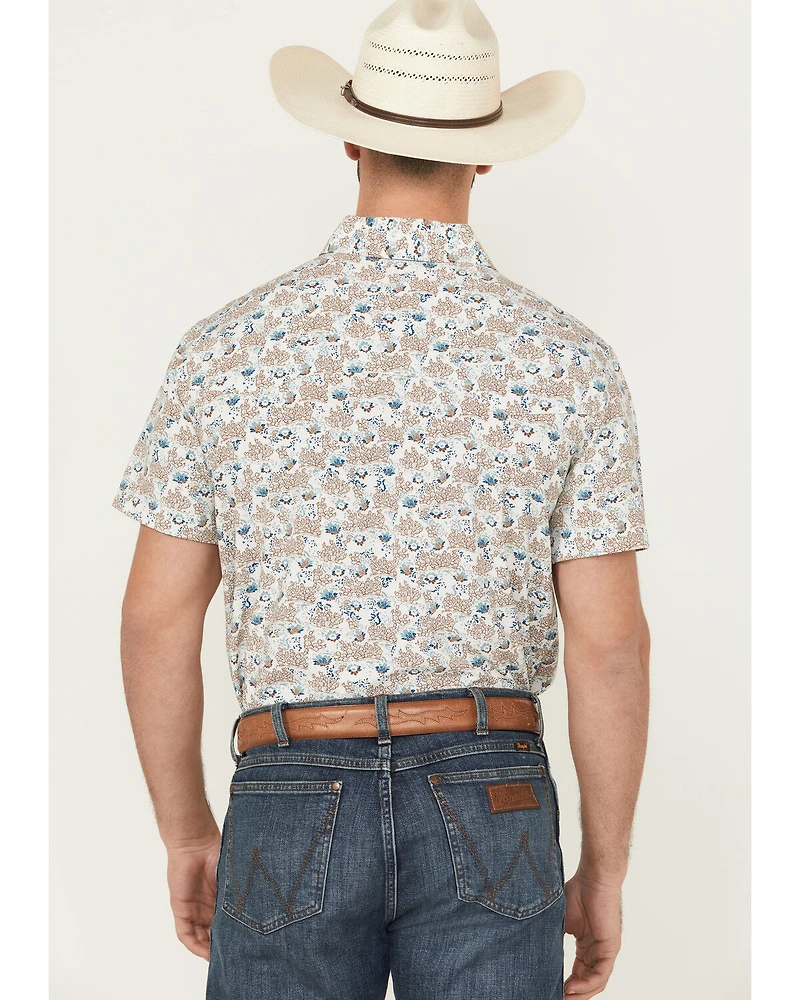 Panhandle Men's Cactus Print Short Sleeve Snap Western Shirt