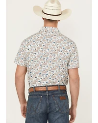 Panhandle Men's Cactus Print Short Sleeve Snap Western Shirt