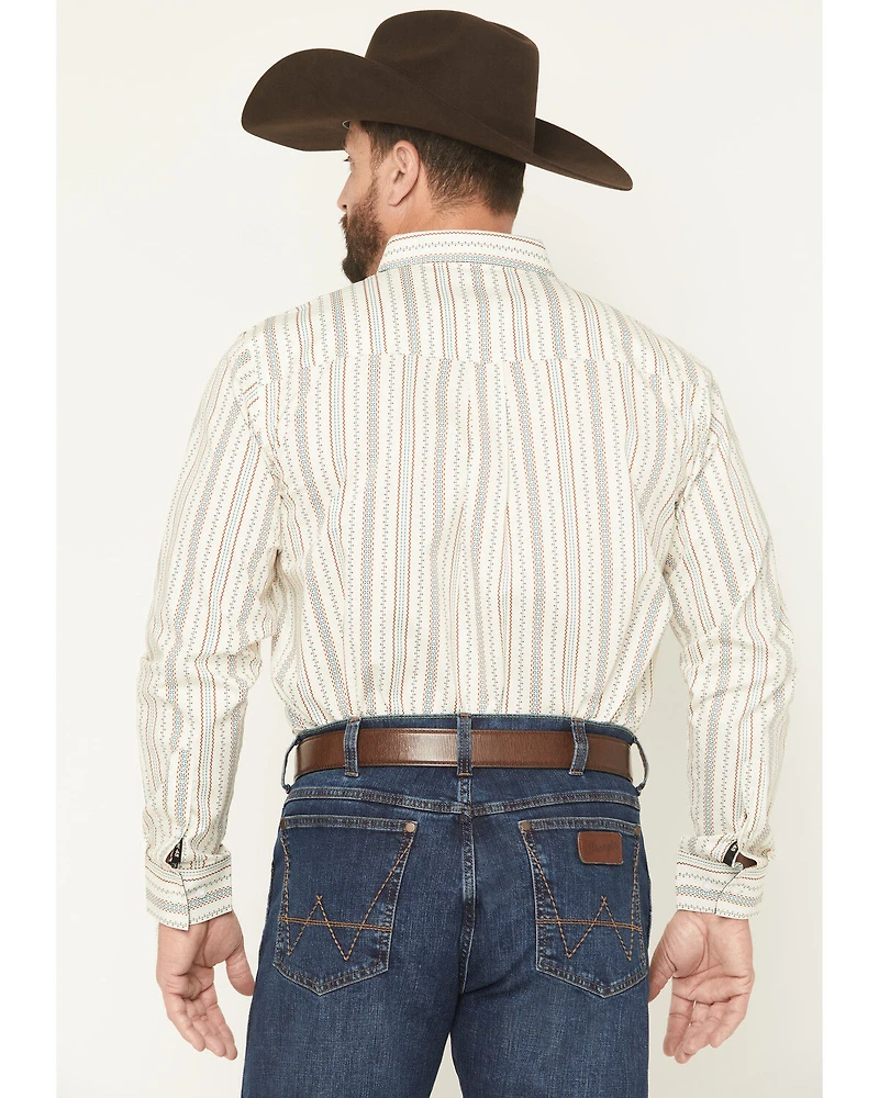 RANK 45® Men's Rocky Peak Striped Long Sleeve Button-Down Stretch Western Shirt