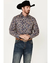 Cowboy Hardware Men's Paisley Print Long Sleeve Pearl Snap Western Shirt