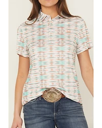 Cinch Women's Southwestern Print Short Sleeve Button-Down Polo