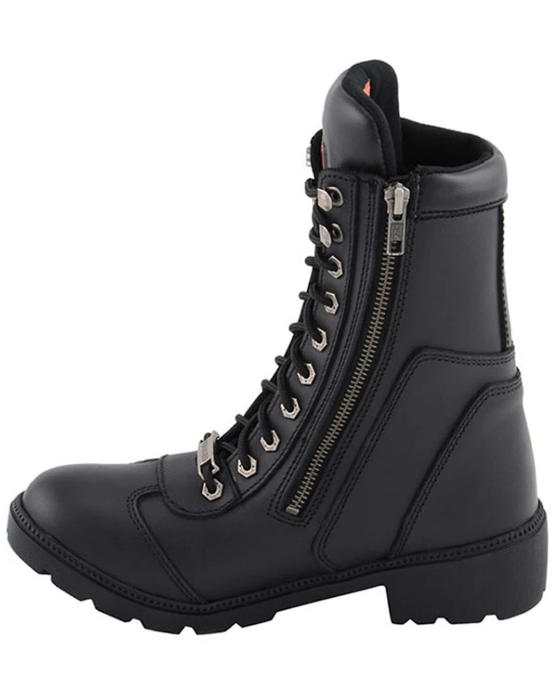 Milwaukee Leather Women's Black Moto Zipper Boots - Soft Toe
