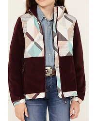 Hooey Girls' Geo Print Color Block Softshell Jacket
