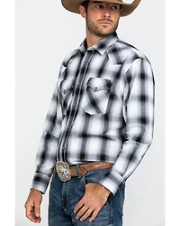 Pendleton Men's White Frontier Large Plaid Long Sleeve Snap Western Shirt