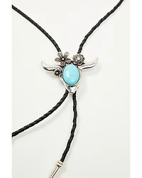 Shyanne Women's Steer Horn Flower Bolo Tie