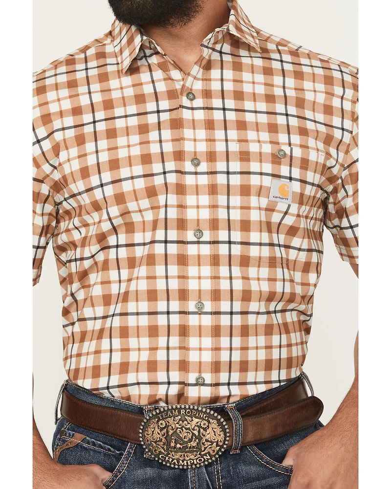 Carhartt Men's Force® Sun Defender™ Relaxed Fit Lightweight Plaid Print Short Sleeve Button-Down Work Shirt