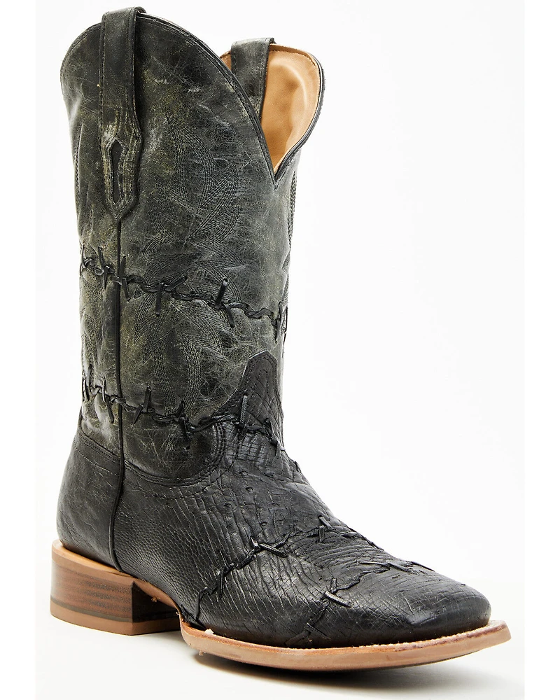 Corral Men's Exotic Ostrich Barbed Wire Western Boots - Broad Square Toe