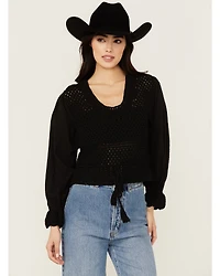 Revel Women's Layer Crochet Long Sleeve Shirt