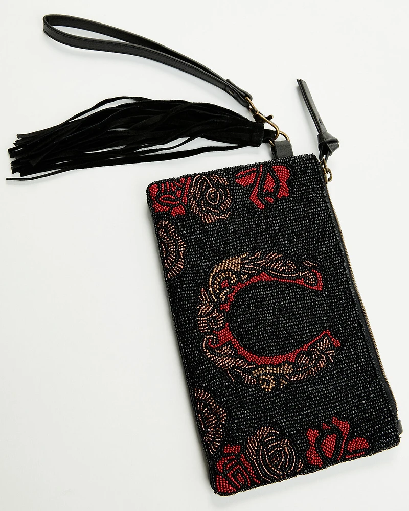 Idyllwind Women's Rose Seed Bead Wristlet Clutch