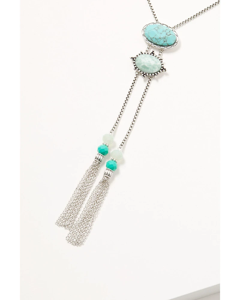 Lainey Wilson Women's Blue Moonshine Stone Tassel Bolo