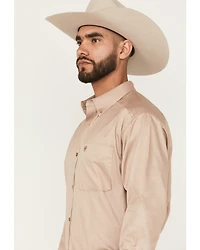 Ariat Men's Solid Khaki Twill Long Sleeve Western Shirt - Big & Tall