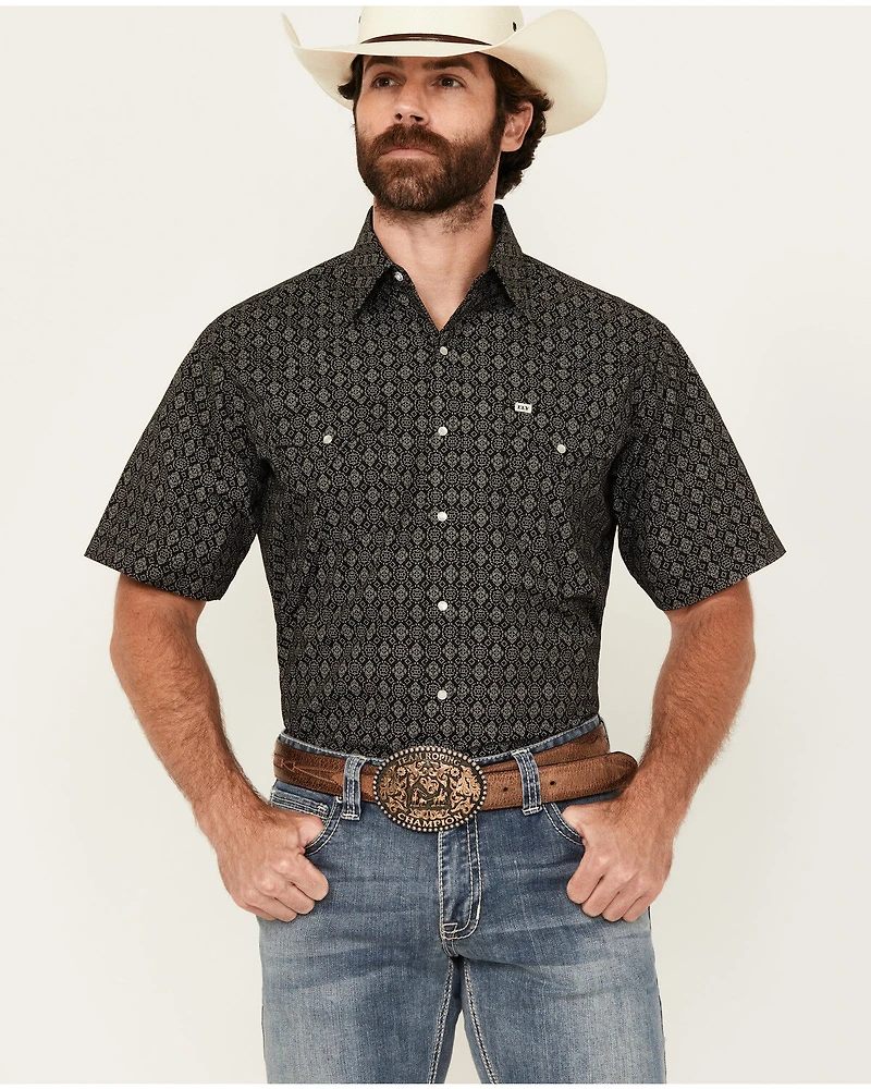 Ely Walker Men's Geo Print Short Sleeve Snap Western Shirt