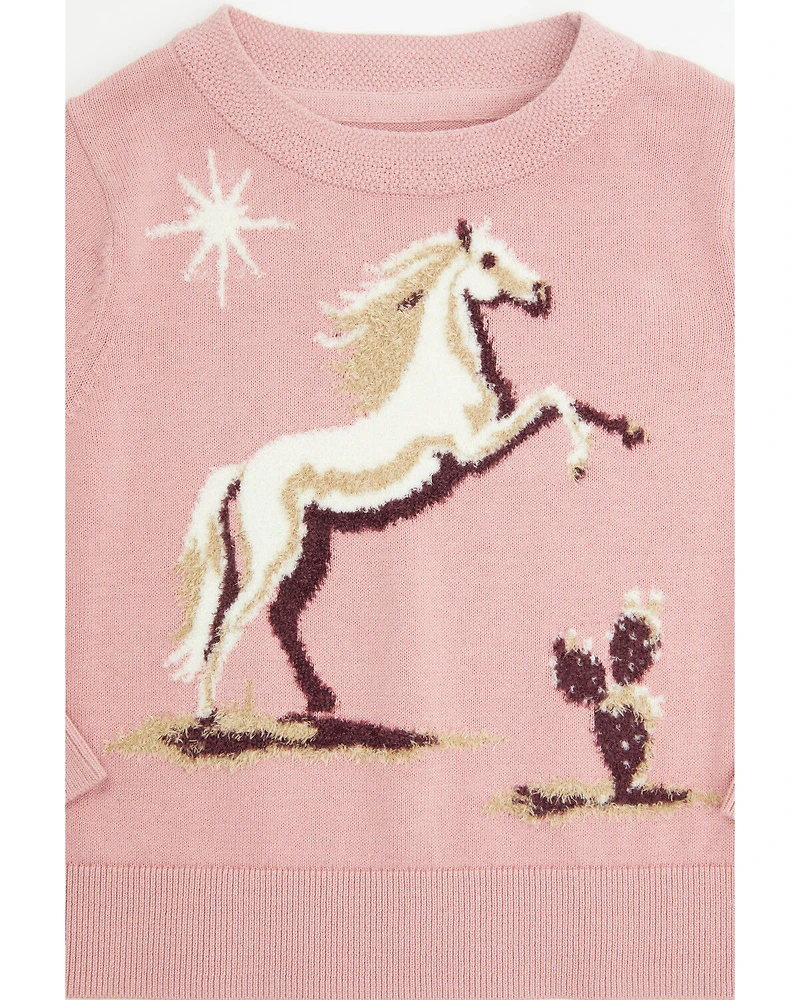 Shyanne Toddler Girls' Horse Pullover Knit Sweater