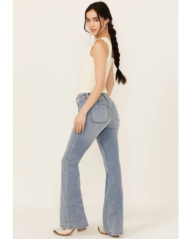 Shyanne Women's Luna High Rise Flare Stretch Denim Jeans