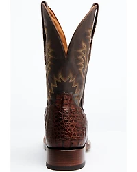 El Dorado Men's Handmade Caiman Back Brass Stockman Boots - Broad Square Toe