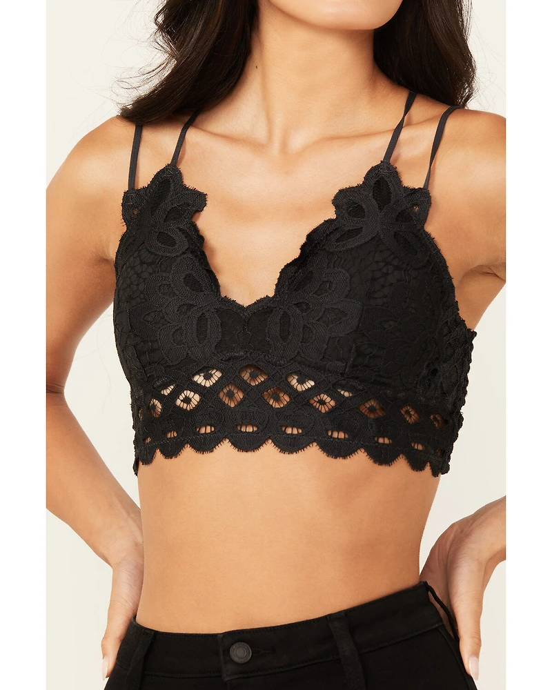 Wishlist Women's Strappy Lace Applique Scallop Bralette