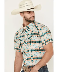 Panhandle Men's Boot Barn Exclusive TEK Southwestern Print Short Sleeve Performance Western Shirt