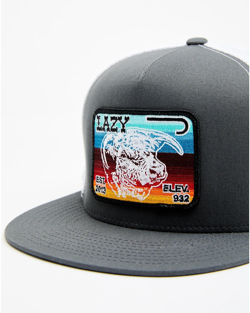 Lazy J Ranch Men's Gray & White Serape Cow Patch Mesh-Back Ball Cap
