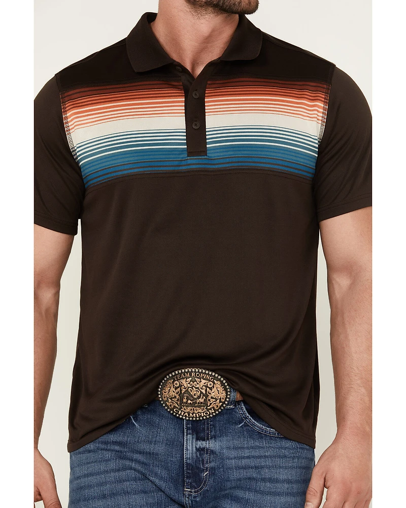 RANK 45® Men's Primetime Chest Stripe Button-Down Polo Shirt