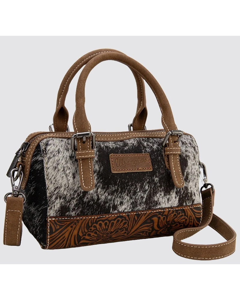 Wrangler Women's Genuine Cowhide Tooled Barrel Crossbody Bag