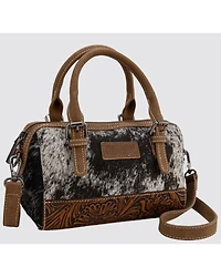 Wrangler Women's Genuine Cowhide Tooled Barrel Crossbody Bag