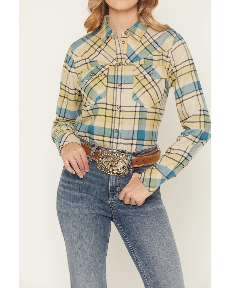Shyanne Women's Plaid Print Long Sleeve Button-Down Flannel Shirt