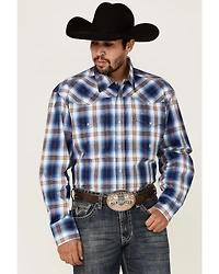 Roper Men's Royal Blue Large Plaid Long Sleeve Pearl Snap Western Shirt