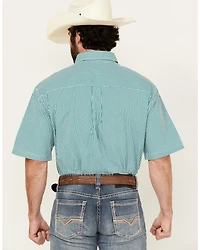 George Strait by Wrangler Men's Checkered Print Short Sleeve Button-Down Stretch Western Shirt