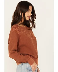 Cleo + Wolf Women's Embroidered Thermal Knit Top