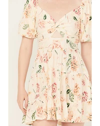 Angie Women's Floral Print Short Sleeve Mini Dress