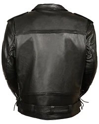 Milwaukee Leather Men's Black Vented Side Lace Motorcycle Jacket