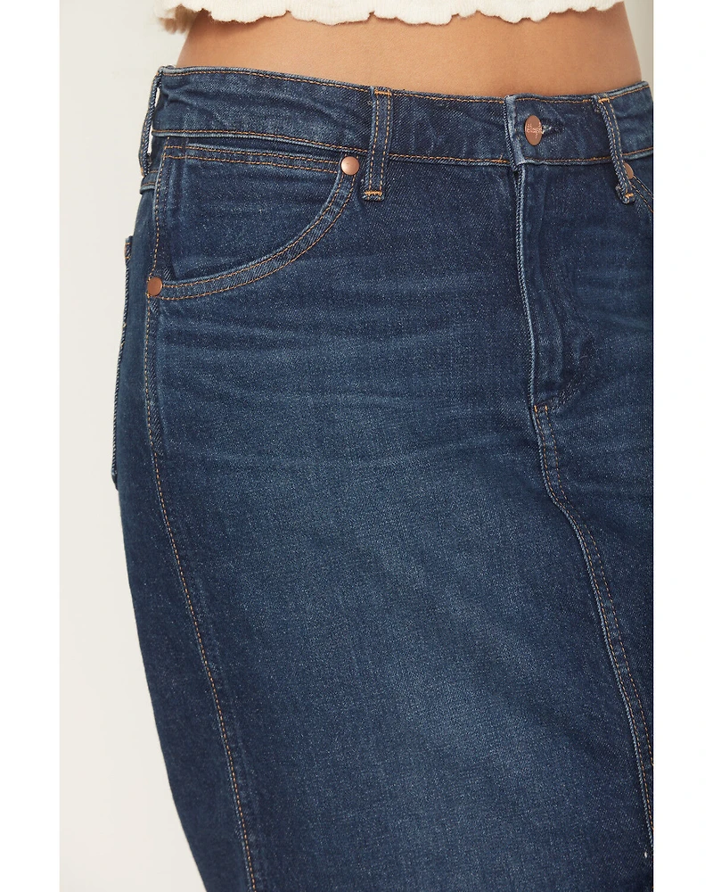 Wrangler Women's Dark Wash Modern Denim Pencil Skirt