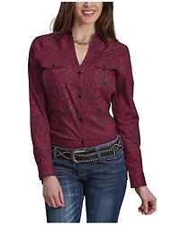 Roper Women's Paisley Print Long Sleeve Button-Down Western Shirt