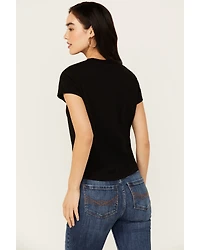 White Crow Women's Whiskey Up Flocked Short Sleeve Graphic Tee