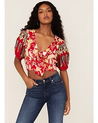 Band of the Free Women's Beautiful Noise Floral Print Crop Top