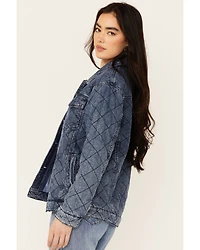 Revel Women's Diamond Stitched Denim Jacket