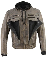 Milwaukee Leather Men's Distressed Utility Pocket Ventilated Concealed Carry Motorcycle Jacket