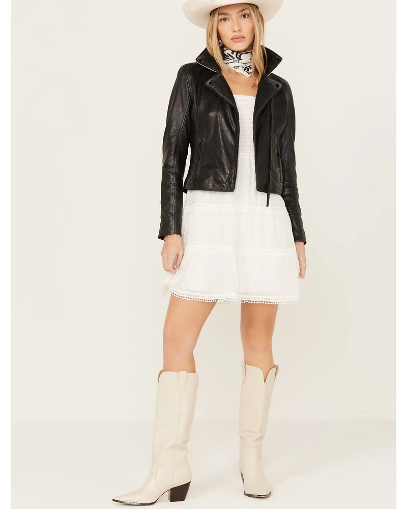 Mauritius Leather Women's Crissy Star and Fringe Detail Jacket