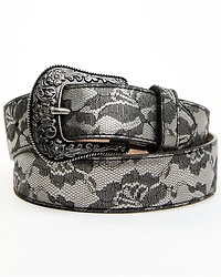 Shyanne Women's Silver Floral Lace Belt
