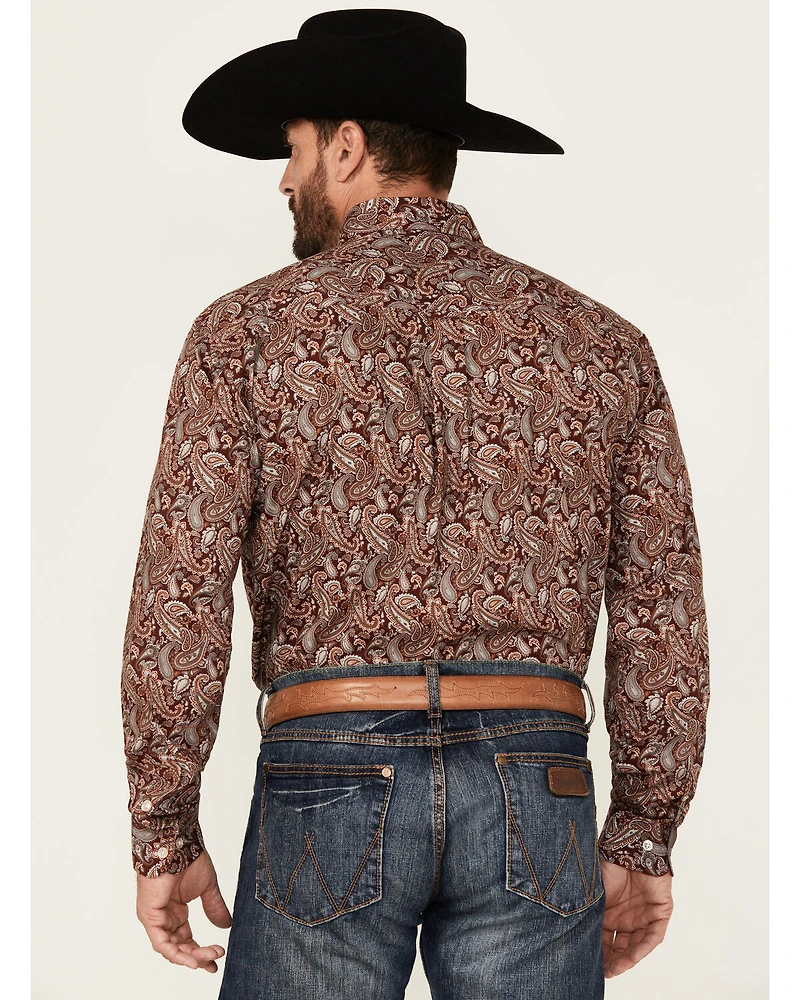 Roper Men's Amarillo Paisley Print Long Sleeve Button-Down Western Shirt