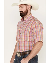 Resistol Men's Panama Plaid Print Short Sleeve Button Down Western Shirt