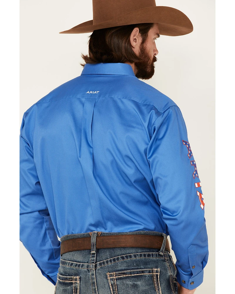 Ariat Men's Blue Team Logo Button Long Sleeve Western Shirt