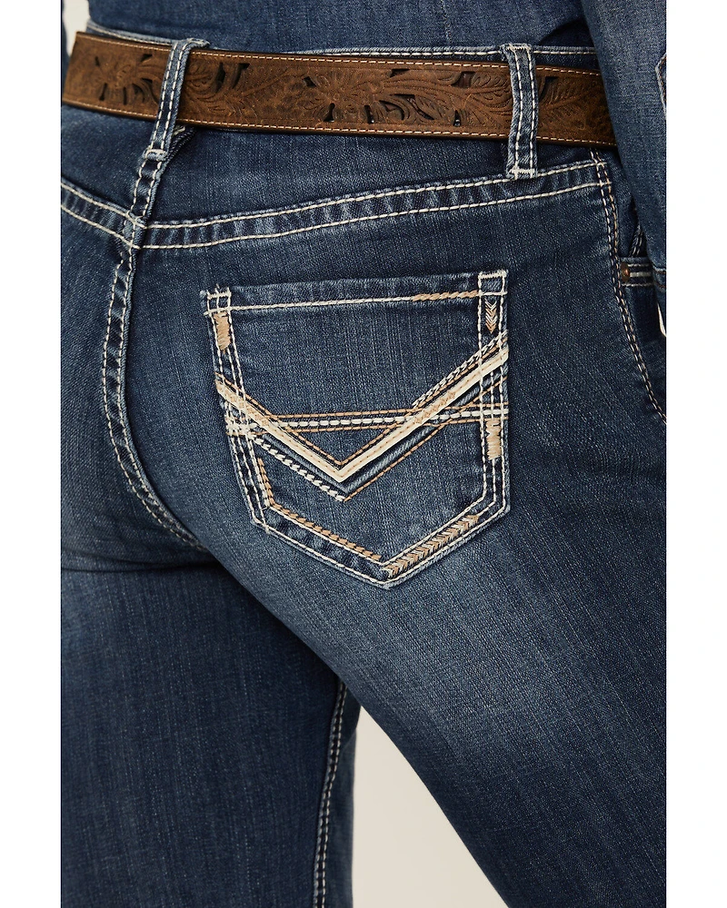 Rock & Roll Denim Women's Medium Wash Mid Rise Bootcut Stretch Jeans