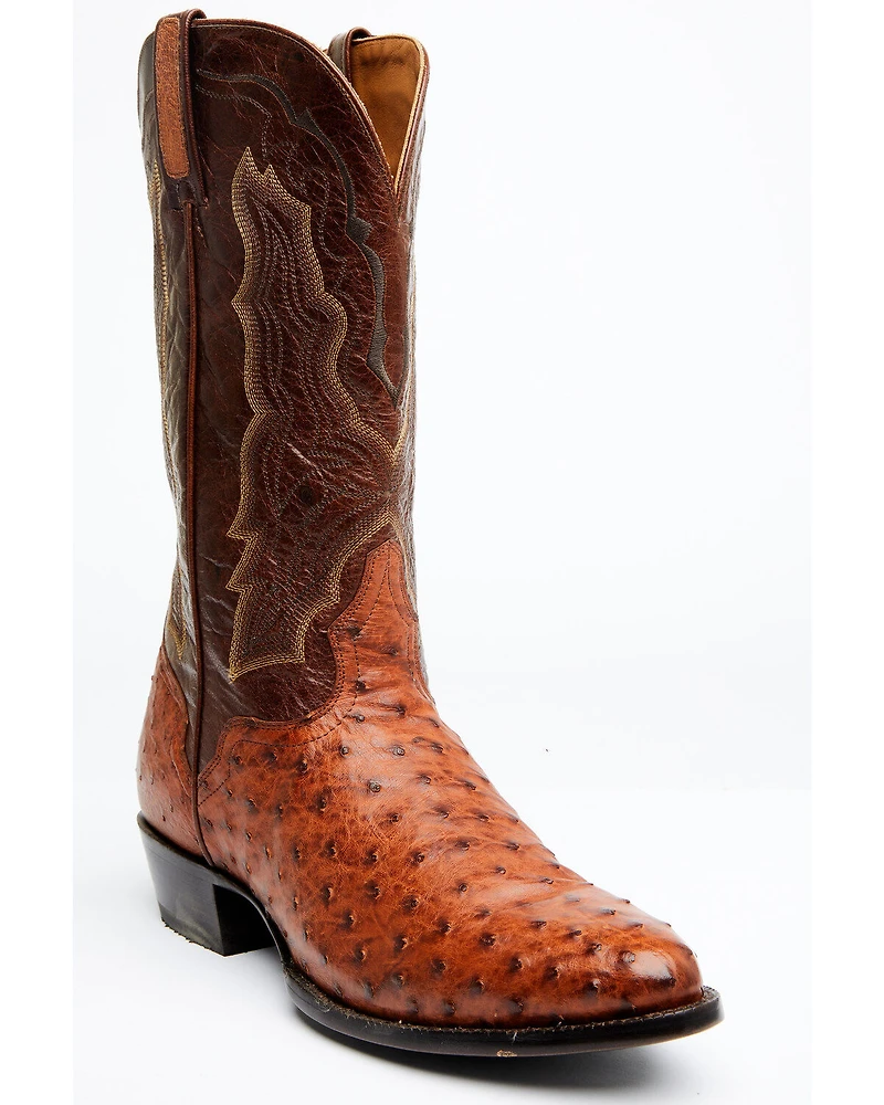 El Dorado Men's Exotic Full-Quill Ostrich Skin Western Boots - Round Toe