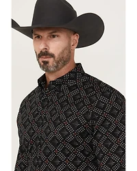 RANK 45® Men's Stampede Diamond Geo Print Long Sleeve Button-Down Stretch Western Shirt